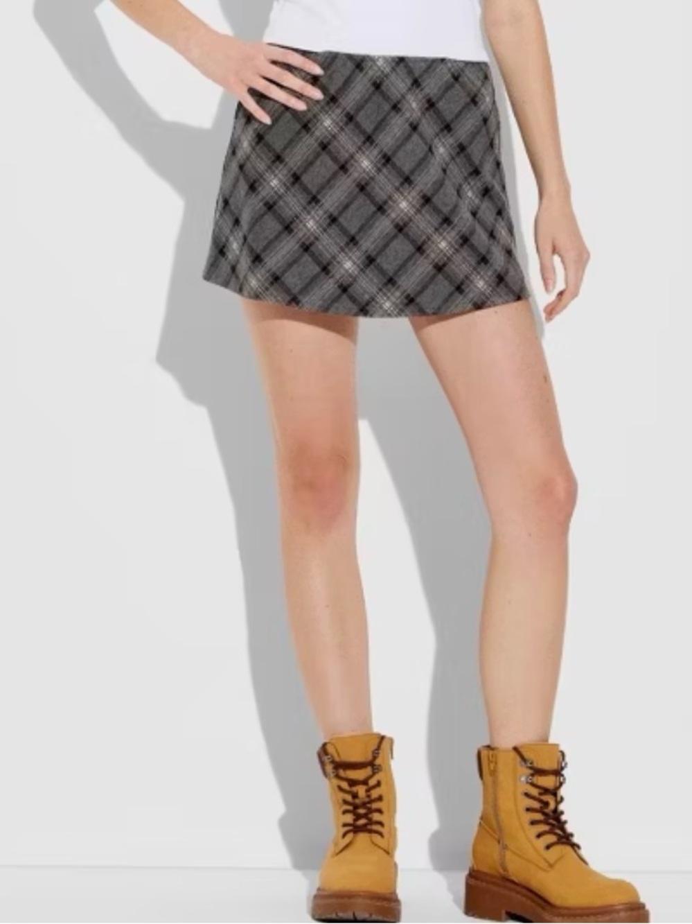 Plaid Mini Skort in Gray